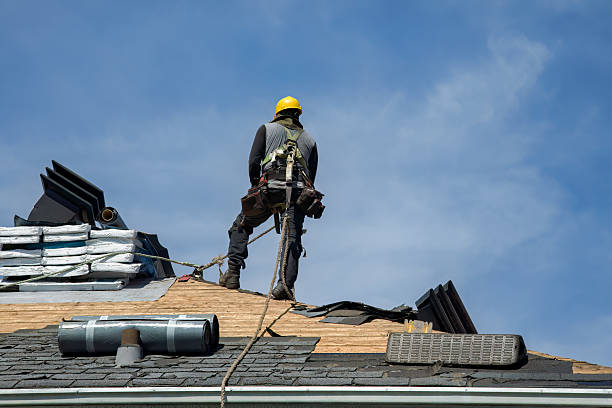 Professional Gutter Installation technician working in Augusta, MI